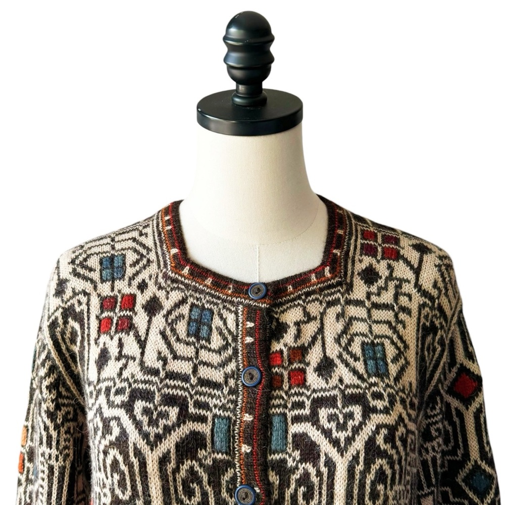 Intiwara Alpaca Geometric Button Front Cardigan |… - image 2